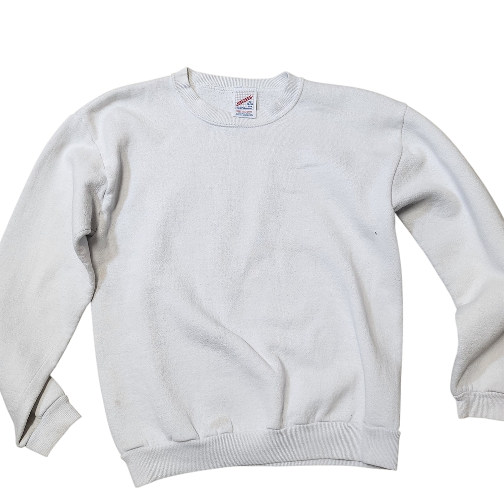 Vintage Blank Sweater 90s. Jerzees White Women's Crew Neck Sweater